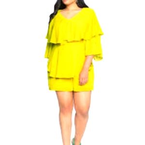 Eloquii Ruffle Sleeve Romper 2X